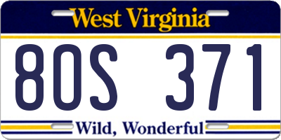 WV license plate 8OS371