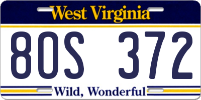 WV license plate 8OS372