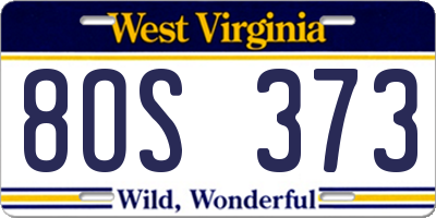 WV license plate 8OS373