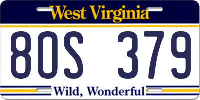 WV license plate 8OS379