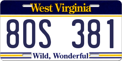 WV license plate 8OS381