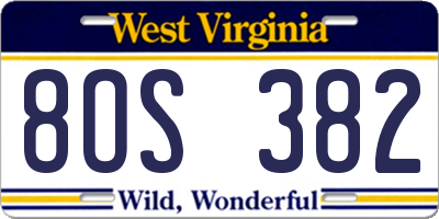 WV license plate 8OS382