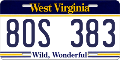 WV license plate 8OS383