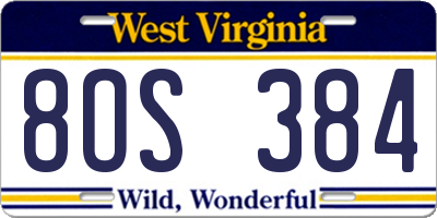 WV license plate 8OS384