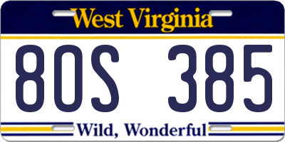 WV license plate 8OS385