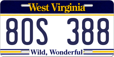 WV license plate 8OS388