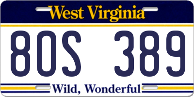 WV license plate 8OS389