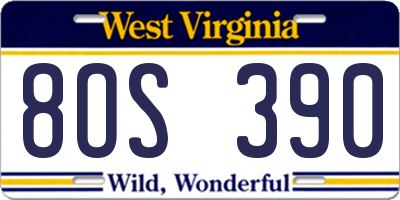 WV license plate 8OS390