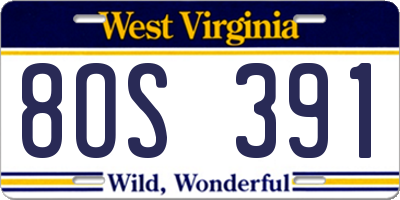 WV license plate 8OS391