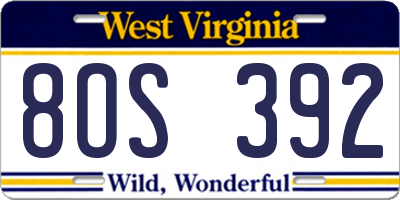 WV license plate 8OS392