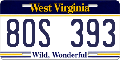 WV license plate 8OS393