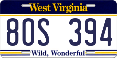 WV license plate 8OS394