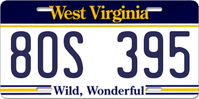 WV license plate 8OS395