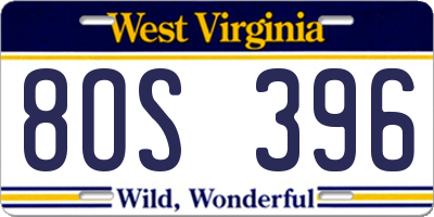 WV license plate 8OS396