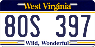 WV license plate 8OS397