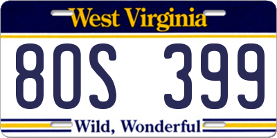 WV license plate 8OS399
