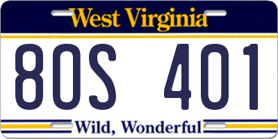 WV license plate 8OS401