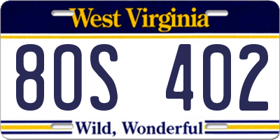 WV license plate 8OS402