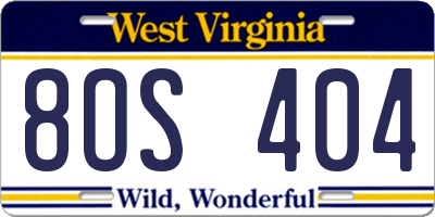 WV license plate 8OS404