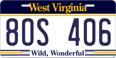 WV license plate 8OS406