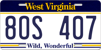 WV license plate 8OS407