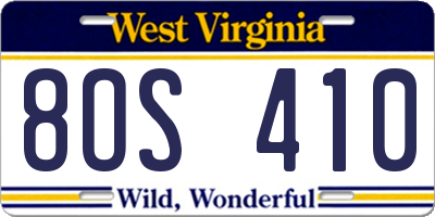 WV license plate 8OS410
