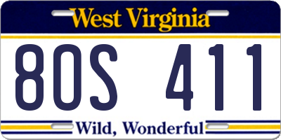 WV license plate 8OS411
