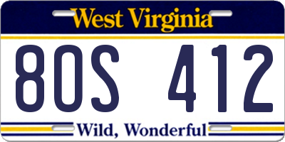 WV license plate 8OS412