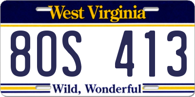 WV license plate 8OS413