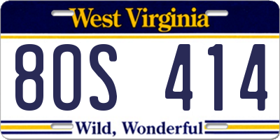 WV license plate 8OS414
