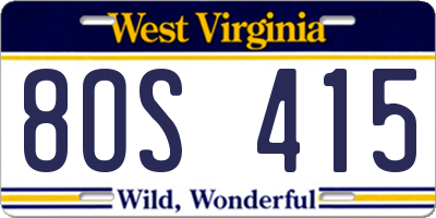 WV license plate 8OS415