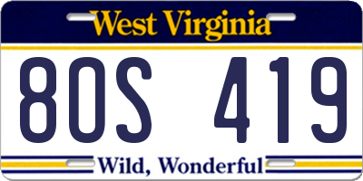WV license plate 8OS419