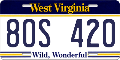 WV license plate 8OS420