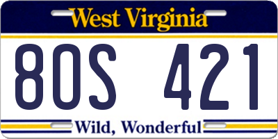 WV license plate 8OS421