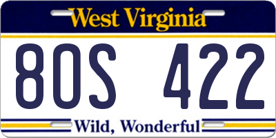 WV license plate 8OS422