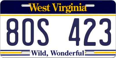 WV license plate 8OS423