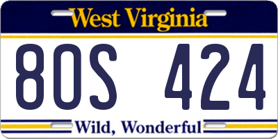 WV license plate 8OS424