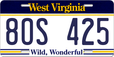 WV license plate 8OS425