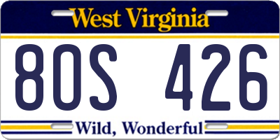 WV license plate 8OS426