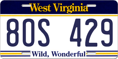 WV license plate 8OS429