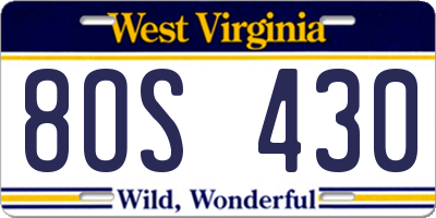 WV license plate 8OS430