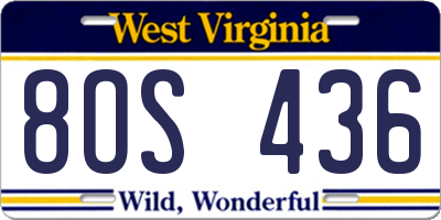 WV license plate 8OS436