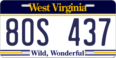 WV license plate 8OS437