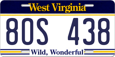 WV license plate 8OS438