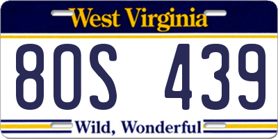 WV license plate 8OS439