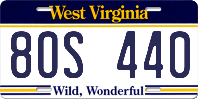 WV license plate 8OS440