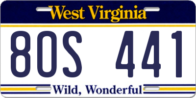 WV license plate 8OS441