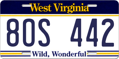 WV license plate 8OS442