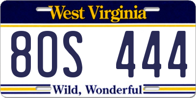 WV license plate 8OS444