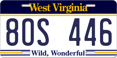 WV license plate 8OS446